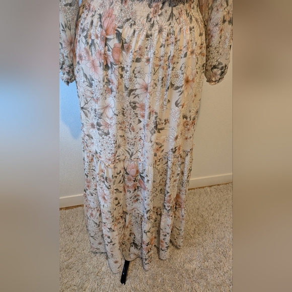 Kate and Lily Floral Sheer Boho Tiered Sun maxi Dress size 14 xl, off shoulder - Picture 10 of 13